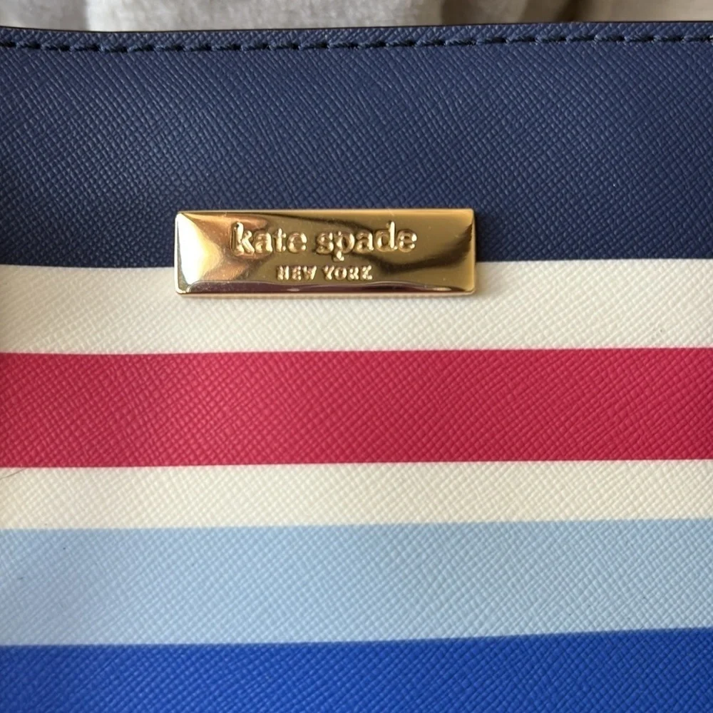 Kate Spade   Satchel  Crossbody bag striped red white blue black light blue NWOT